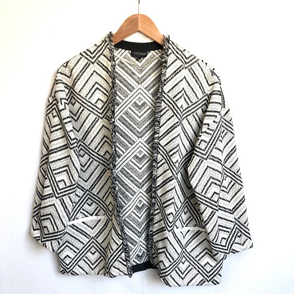 TOPSHOP Cardigan Small Chevron Travel Boho Geometric